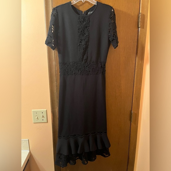 Sachin & Babi Noir Black Flutter Lace Midi Dress - Picture 2 of 7